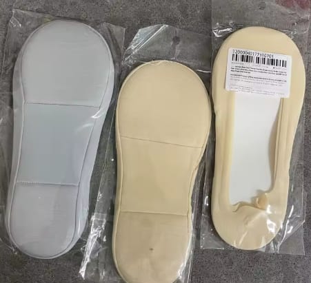 Reseña de clienta: calcetines Nimba en gris, beige y blanco